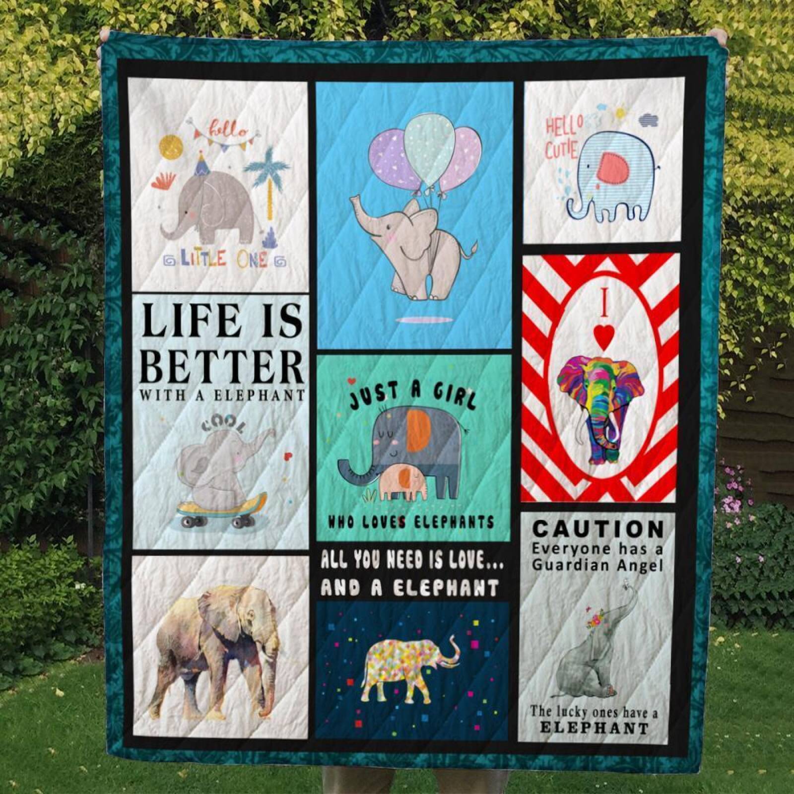 Elephant Customize Quilt Blanket