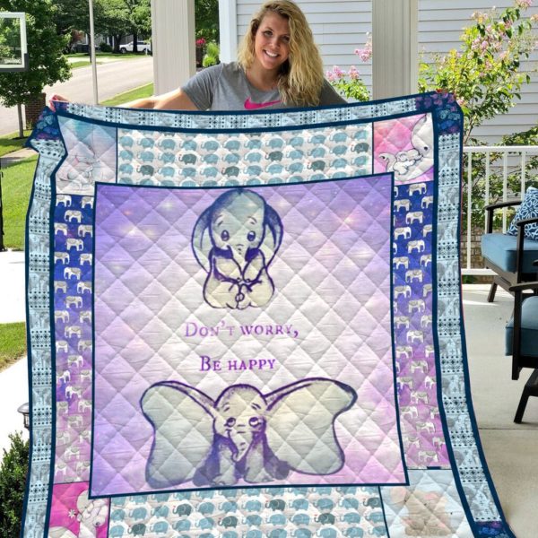 Elephant Dont Worry Be Happy Quil 3D Customized Quilt Blanket