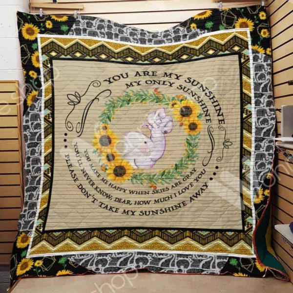 Elephant Sunflower 3D Customized Quilt Blanket