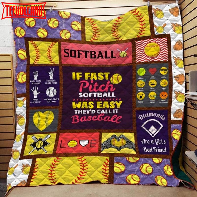 Fast Pitch Softball 3D Customized Quilt Blanket