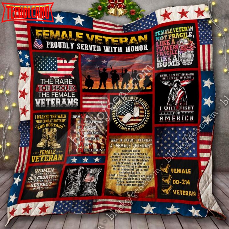 Female Veteran, Proudly Served With Honor 3D Quilt Blanket