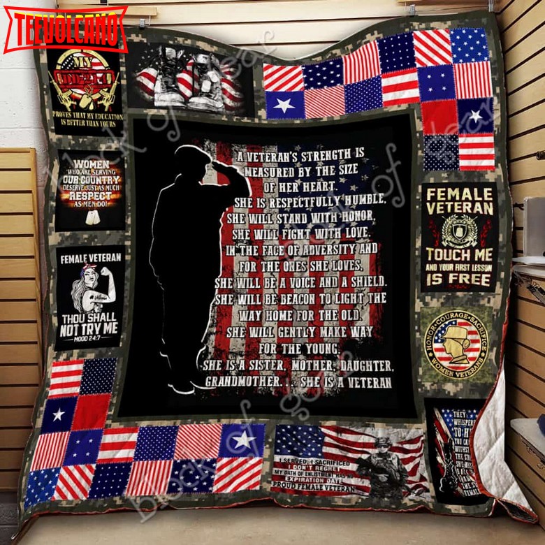 Female Veteran’S Strength 3D Quilt Blanket