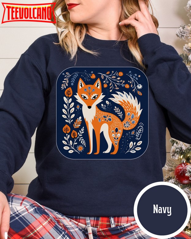 Fennec Fox Swedish Folk Art Sweatshirt Nordic Christmas Sweatshirt