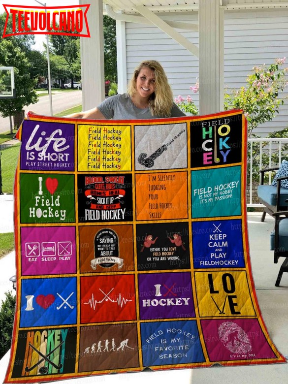 Field Hockey 3D Quilt Blanket