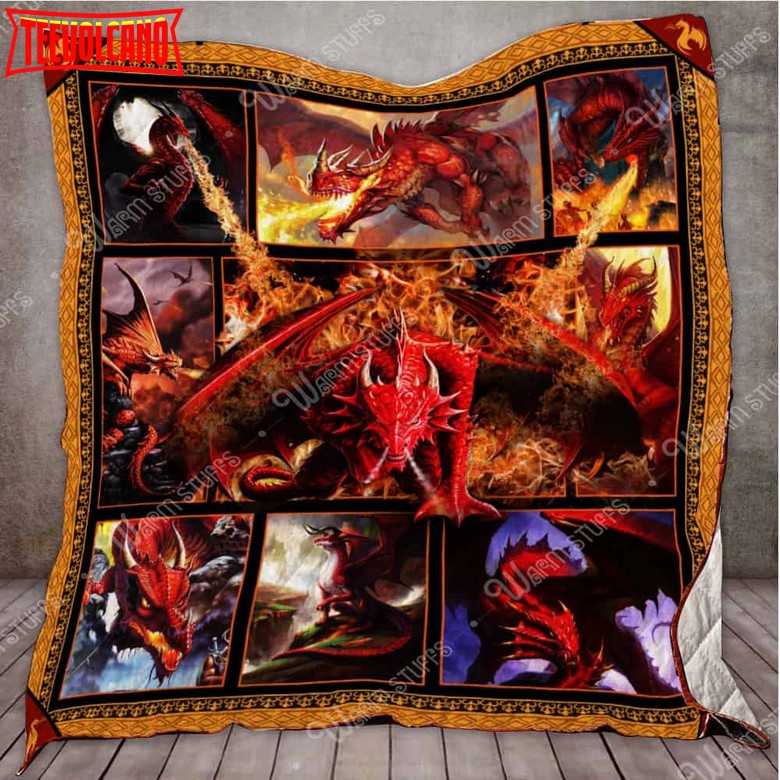 Fire Red Dragon Washable 3D Customized Quilt Blanket