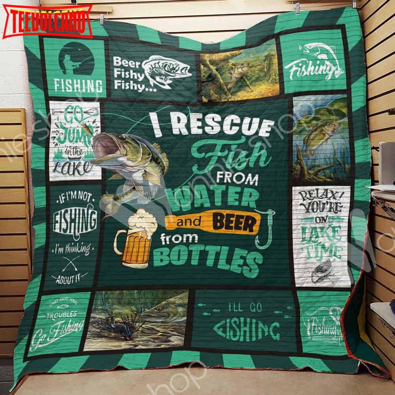 Fishing Beer 3D Customized Quilt Blanket