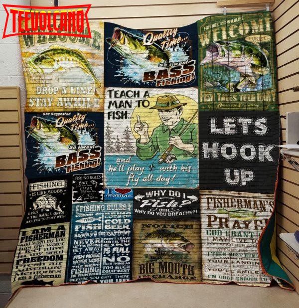 Fishing Teachman To Fish 3D Customized Quilt Blanket