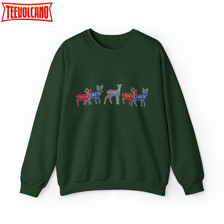 Folk Art Reindeer Sweatshirt, Fun Christmas Scandinavian shirt