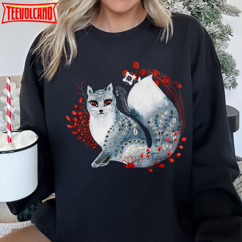 Fox, Folk Art Scandinavian Christmas Sweatshirt