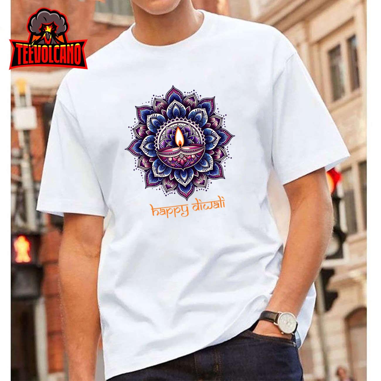 Happy Diwali Diya Oil Lamp Deepavali Festival of Lights T-Shirt Hoodie