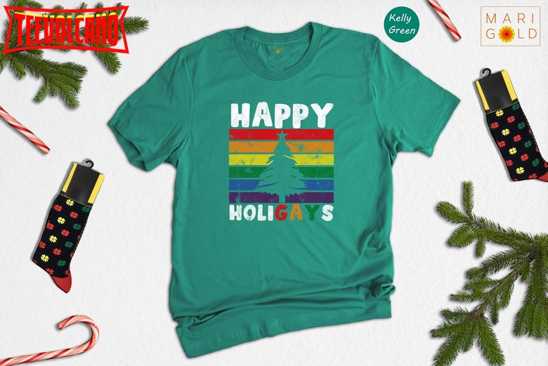 Happy Holigays Shirt, Lgbtq Christmas, Santa Shirt, Gay Christmas Gift