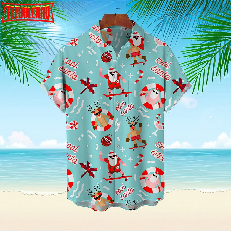 Holiday Santa Claus Christmas Hawaiian Shirt, 3D Hawaiian Aloha Shirt, Summer Beach Shirt