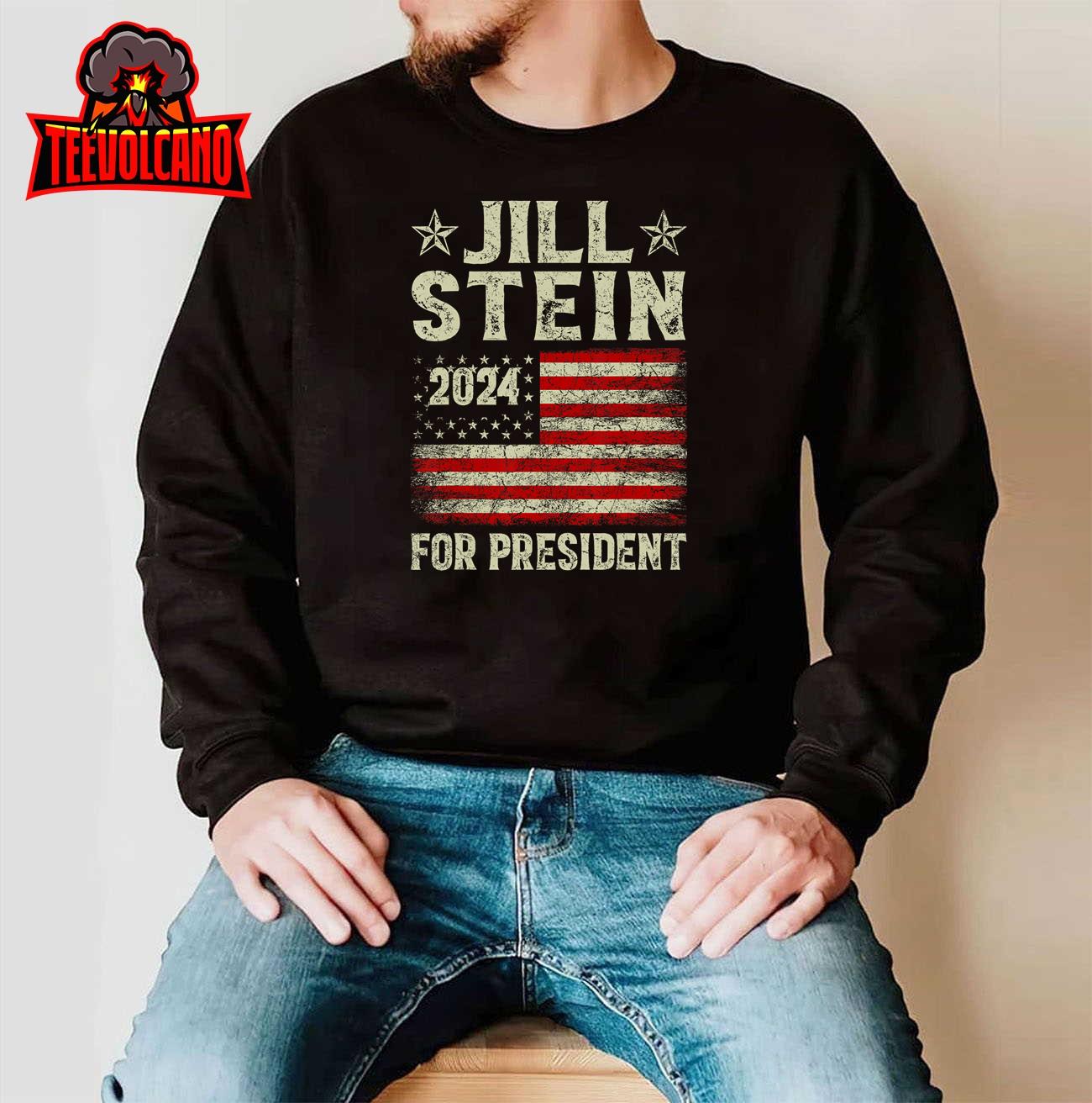 Jill Stein For President 2024 Green Party USA Flag Vintage T-Shirt