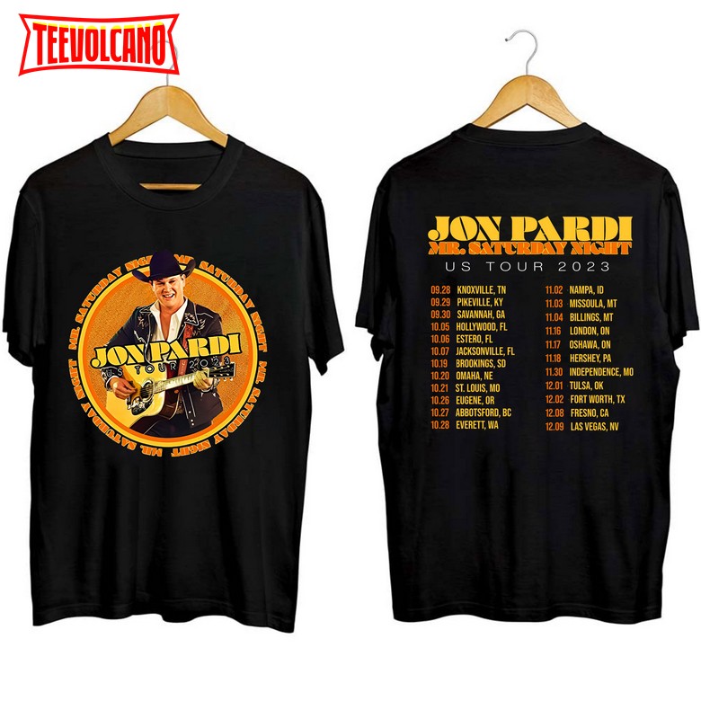 Jon Pardi Country Music The Mr Saturday Night World Tour 2023 Shirt