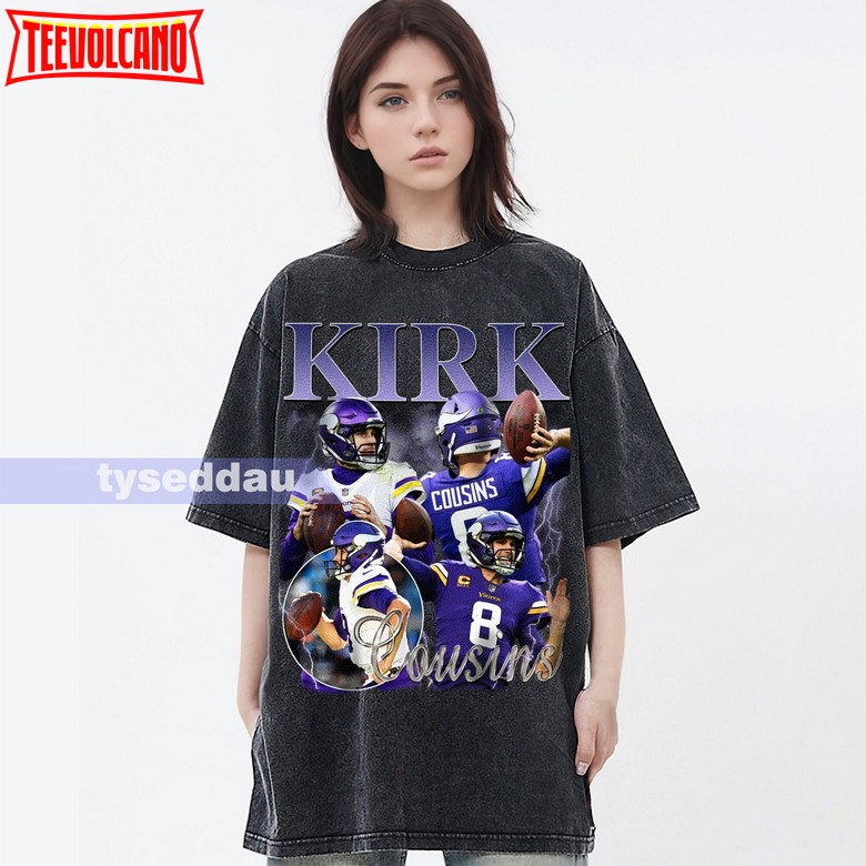 Kirk Cousins Vintage Washed T-Shirt, Quarterback Homage Graphic Unisex Shirt