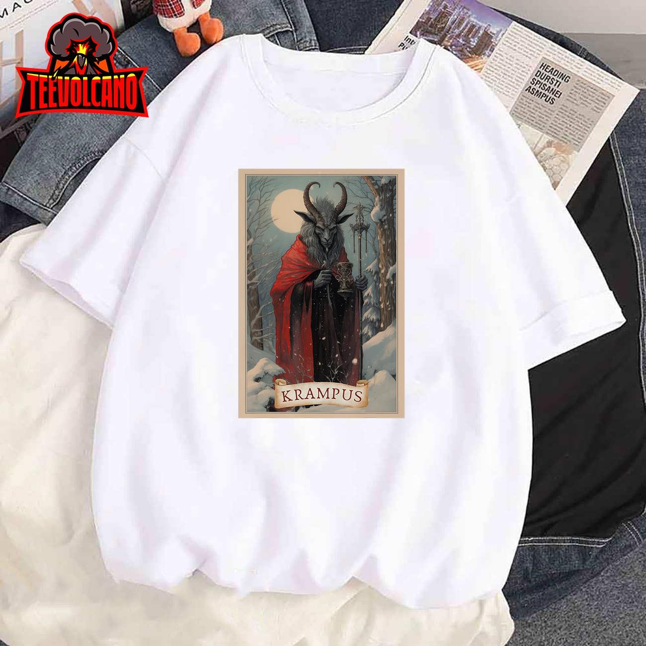 Krampus Tarot Card Design Xmas Hail Santa Christmas Clothing T-Shirt