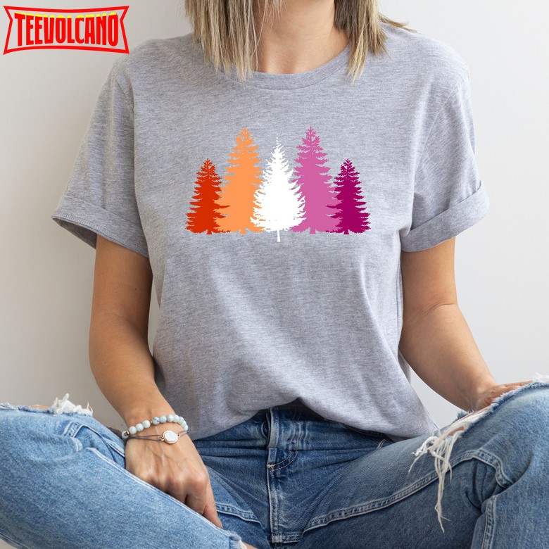 Lesbian Christmas Shirt, LGBTQ Christmas Tree Shirt, Lesbian Flag Tree Shirt