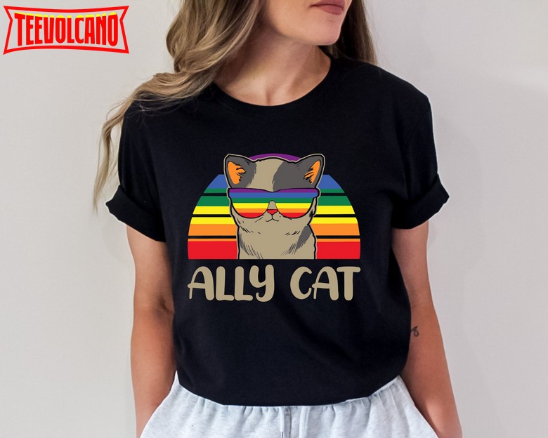 LGBT Ally Cat Shirt, LGBTQ Cat Shirt, Retro Gay Shirt