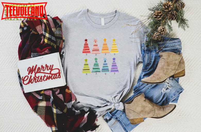 LGBT Christmas Shirt, Rainbow Christmas Trees Shirt, LGBT Xmas Shirt