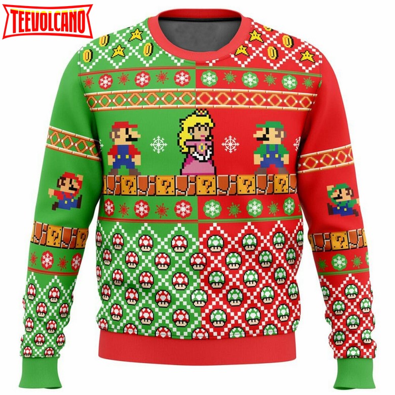 Mario Christmas Ugly Sweater, Super Mario Bros Christmas Sweatshirt