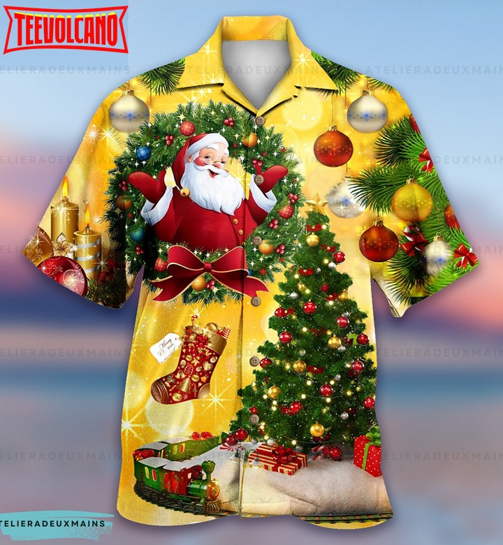 Merry Christmas Santa Claus Hawaiian Shirt, Tropical Santa Hawaiian Shirt