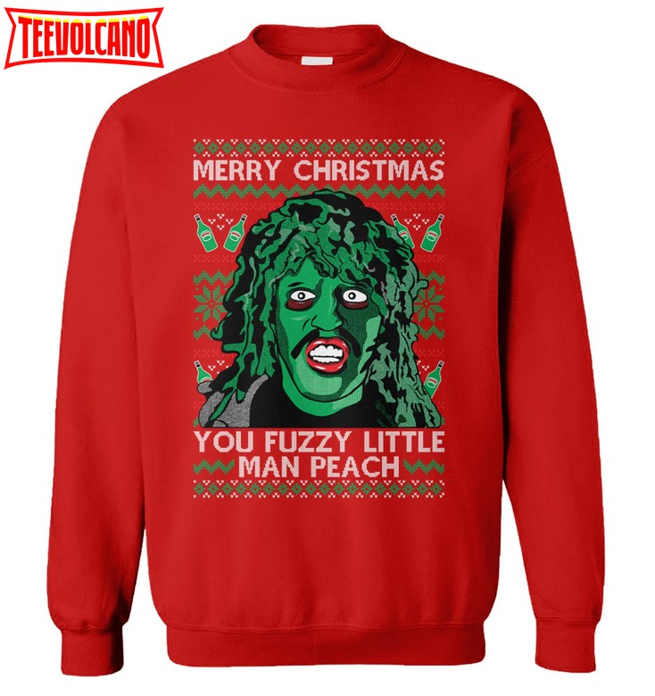 Merry Christmas You Fuzzy Little Man Peach Ugly Christmas Sweater