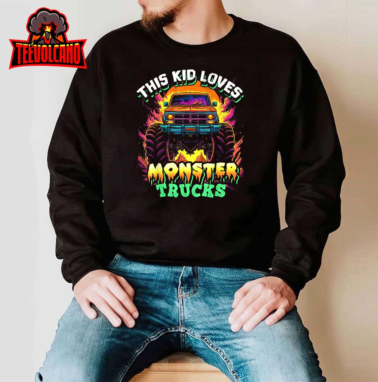 Monster Truck for Toddlers, Kids Monster Truck Vintage Retro T-Shirt