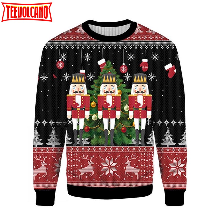 Nutcracker Christmas Tree Ugly Christmas Sweater, Nutcracker Ugly Sweaters Knitted