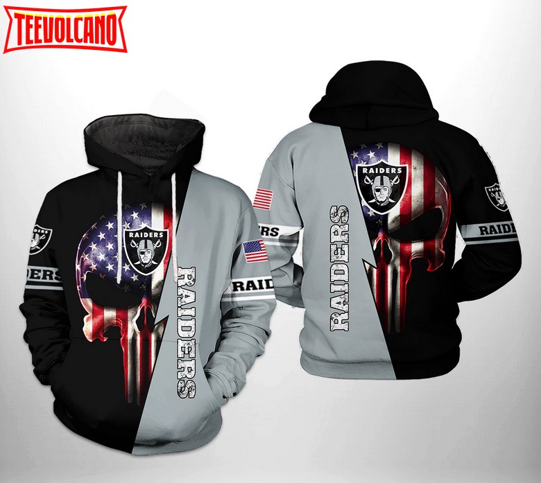 Oakland Raiders NFL US Flag Skull Team 3D Printed Hoodie