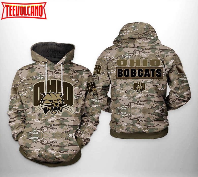 Ohio Bobcats NCAA Camo Veteran 3D Printed Hoodie