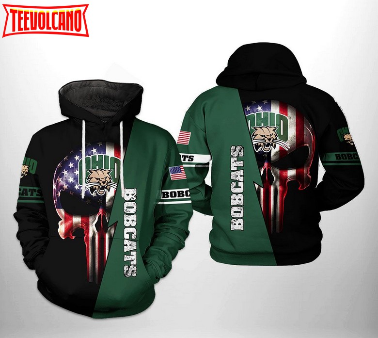 Ohio Bobcats NCAA US Flag Skull 3D Printed Hoodie