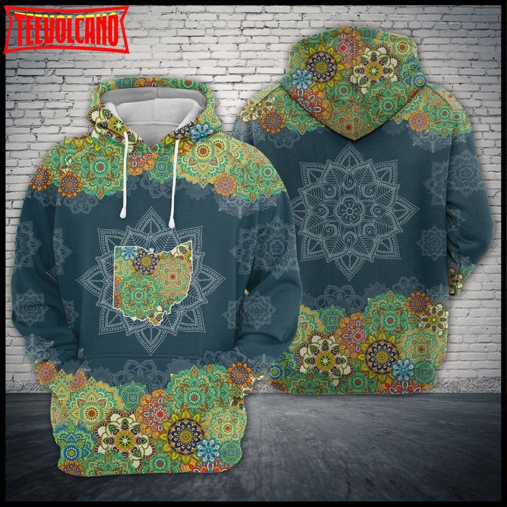 Ohio Floral Mandala 3D Printed Hoodie