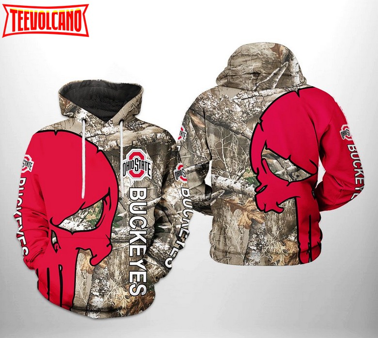 Ohio State Buckeyes NCAA Camo Veteran Hunting 3D Printed Hoodie