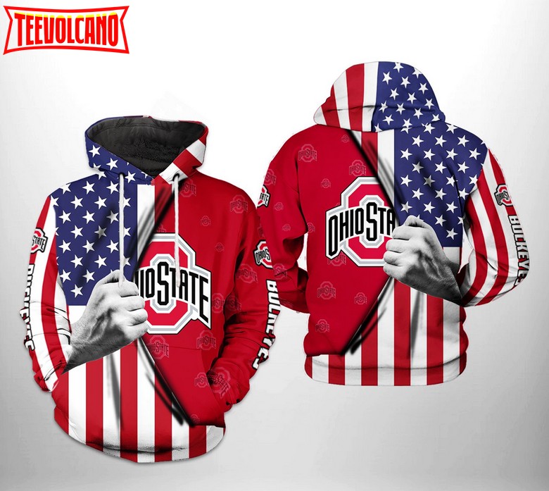 Ohio State Buckeyes NCAA US Flag 3D Printed Hoodie