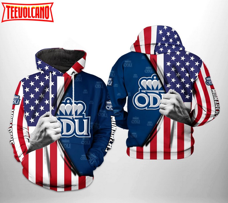 Old Dominion Monarchs NCAA US Flag 3D Printed Hoodie