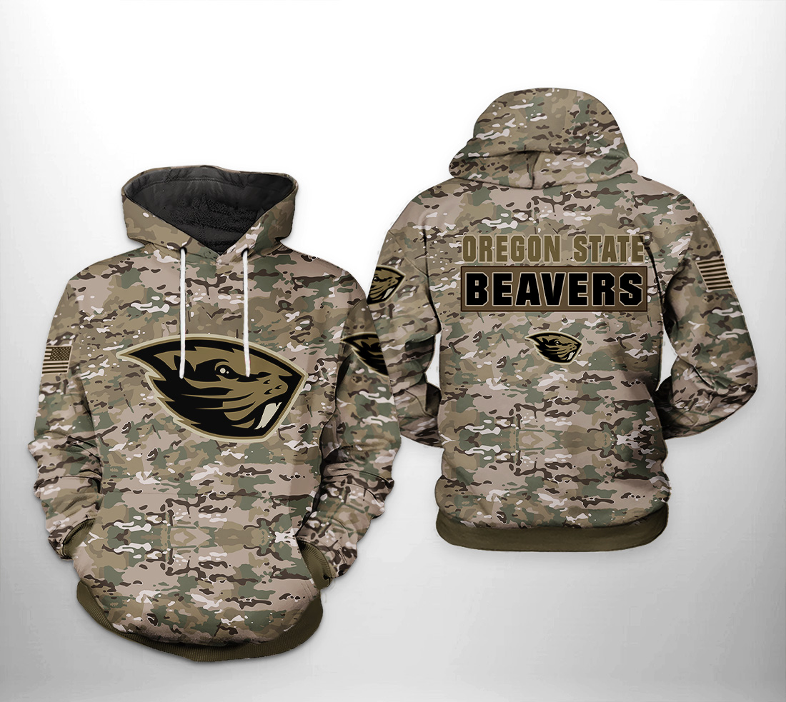 Oregon State Beavers NCAA Camo Veteran 3D Printed Hoodie