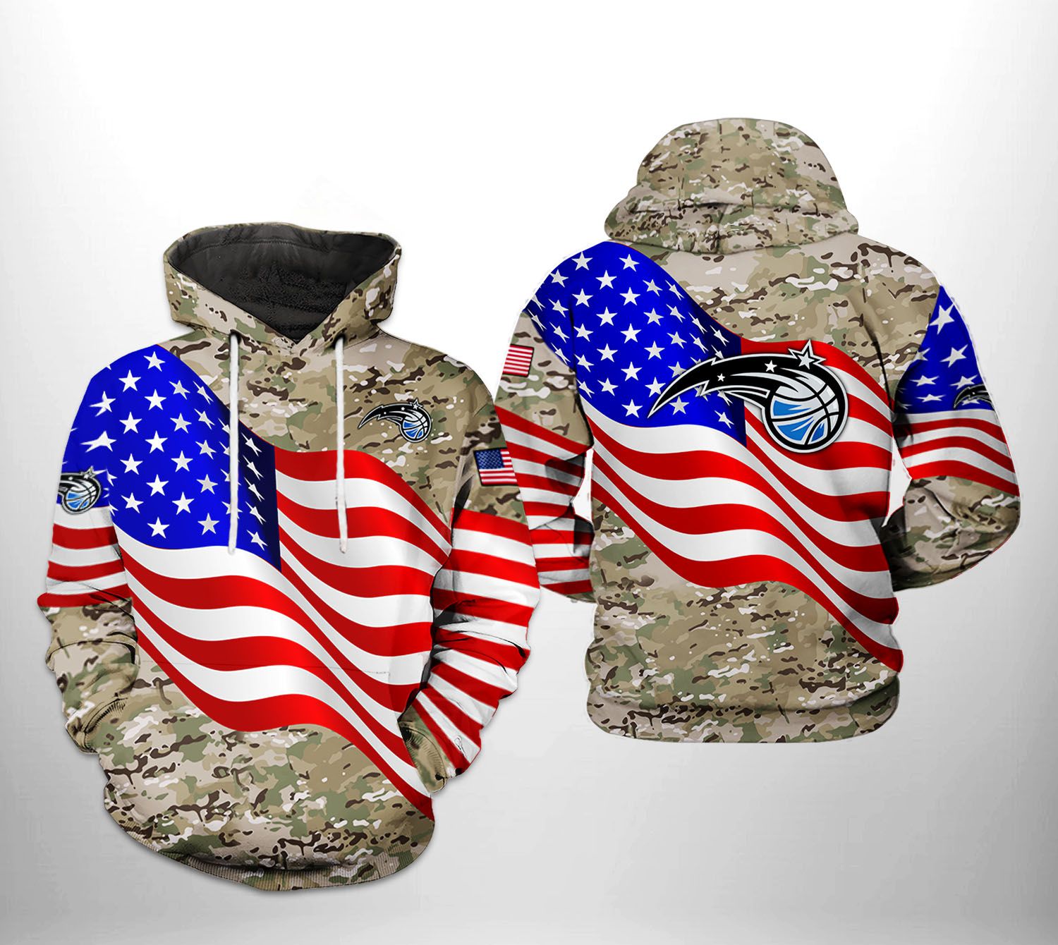 Orlando Magic NBA US Flag Camo Veteran Team 3D Printed Hoodie