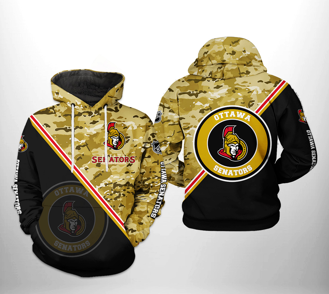 Ottawa Senators NHL Camo Team 3D Printed Hoodie