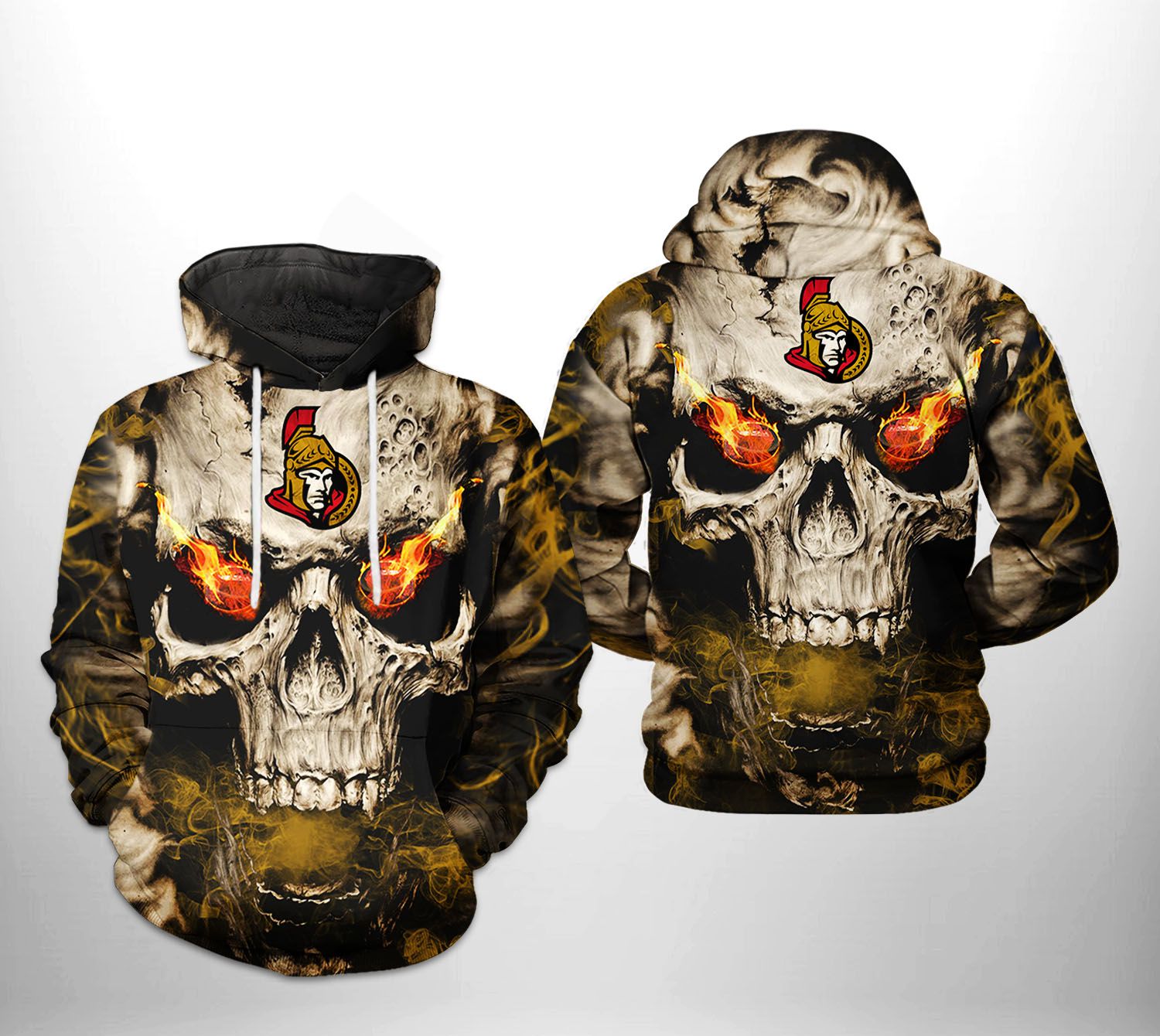 Ottawa Senators NHL Skull 3D Printed Hoodie