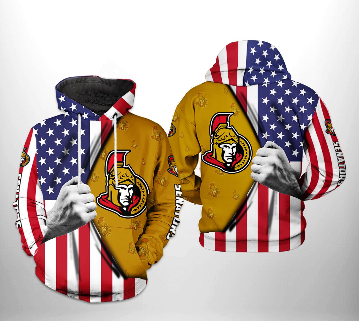 Ottawa Senators NHL US FLag 3D Printed Hoodie