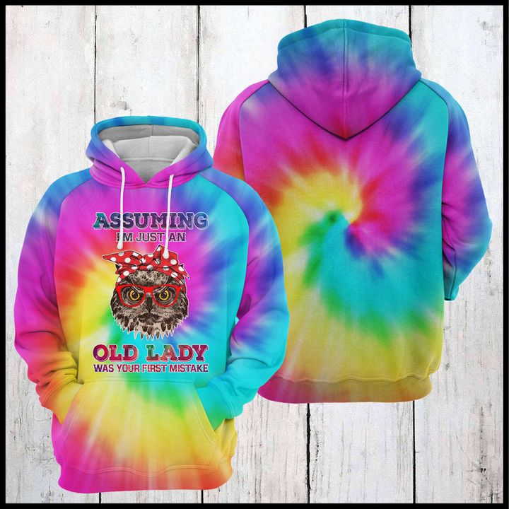 Owl Lady Tie Dye 3D Printed Hoodie