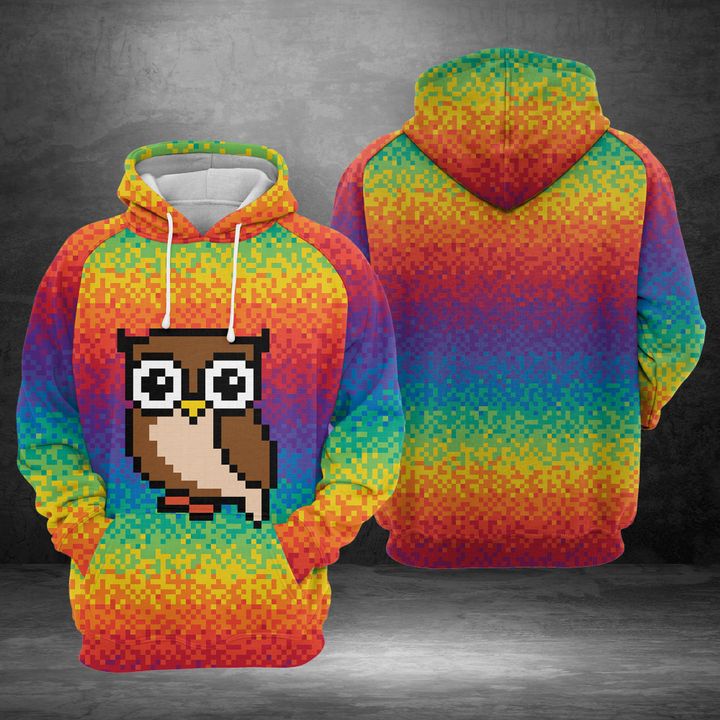 Owl Pixel 3D Printed Hoodie