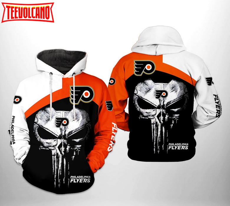 Philadelphia Flyers NHL Skull Punisher 3D Printed Hoodie
