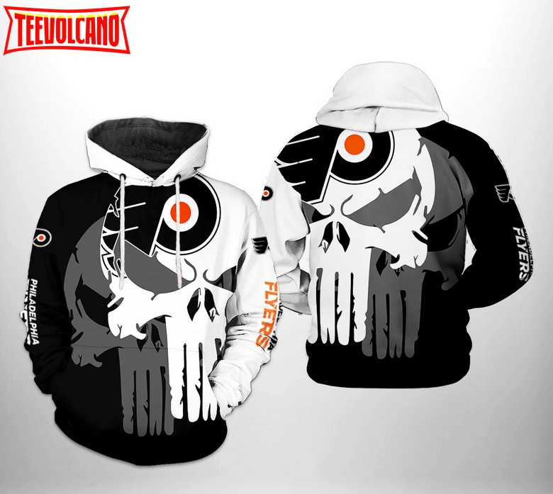 Philadelphia Flyers NHL Team Skull 3D Printed Hoodie