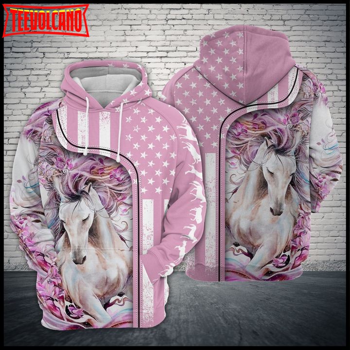 Pink Background Horse 3D Printed Hoodie