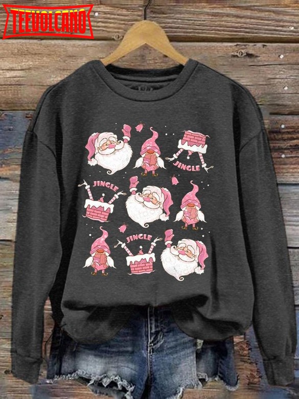 Pink Santa Christmas Shirt, Retro Vintage Santa Christmas Sweater