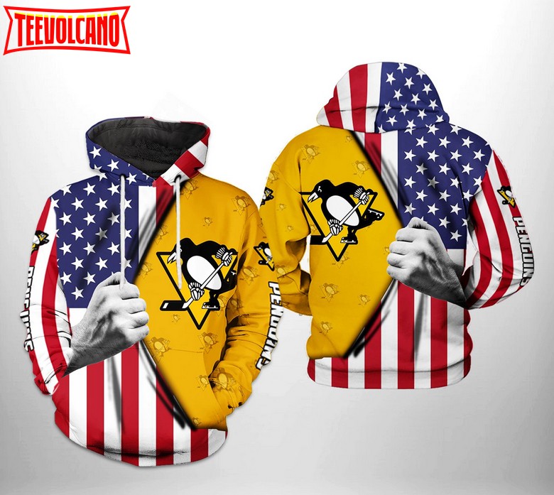 Pittsburgh Penguins NHL US FLag 3D Printed Hoodie