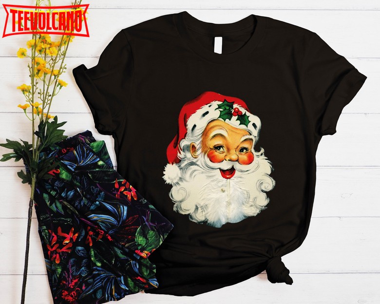 Retro Vintage Santa Face T-Shirt, Santa Merry Christmas Tee