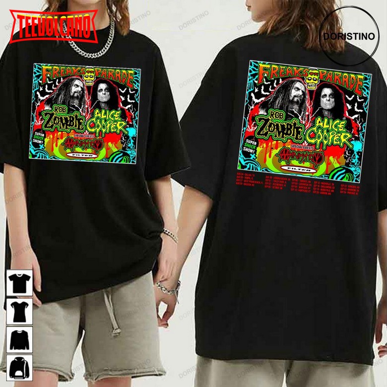 Rob Zombie Alice Cooper Freaks On Parade Tour 2023 Unisex Shirts