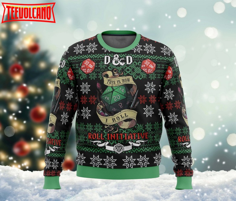 Roll Initiative DnD Ugly Christmas Sweater, Dungeons Dragons Sweatshirt